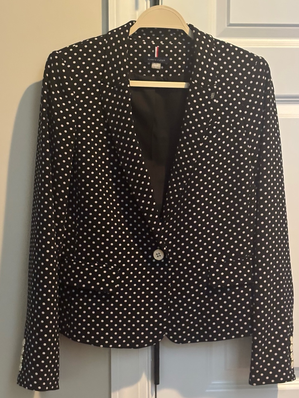 Tommy Hilfiger Black Polka Dot Blazer with White Dots